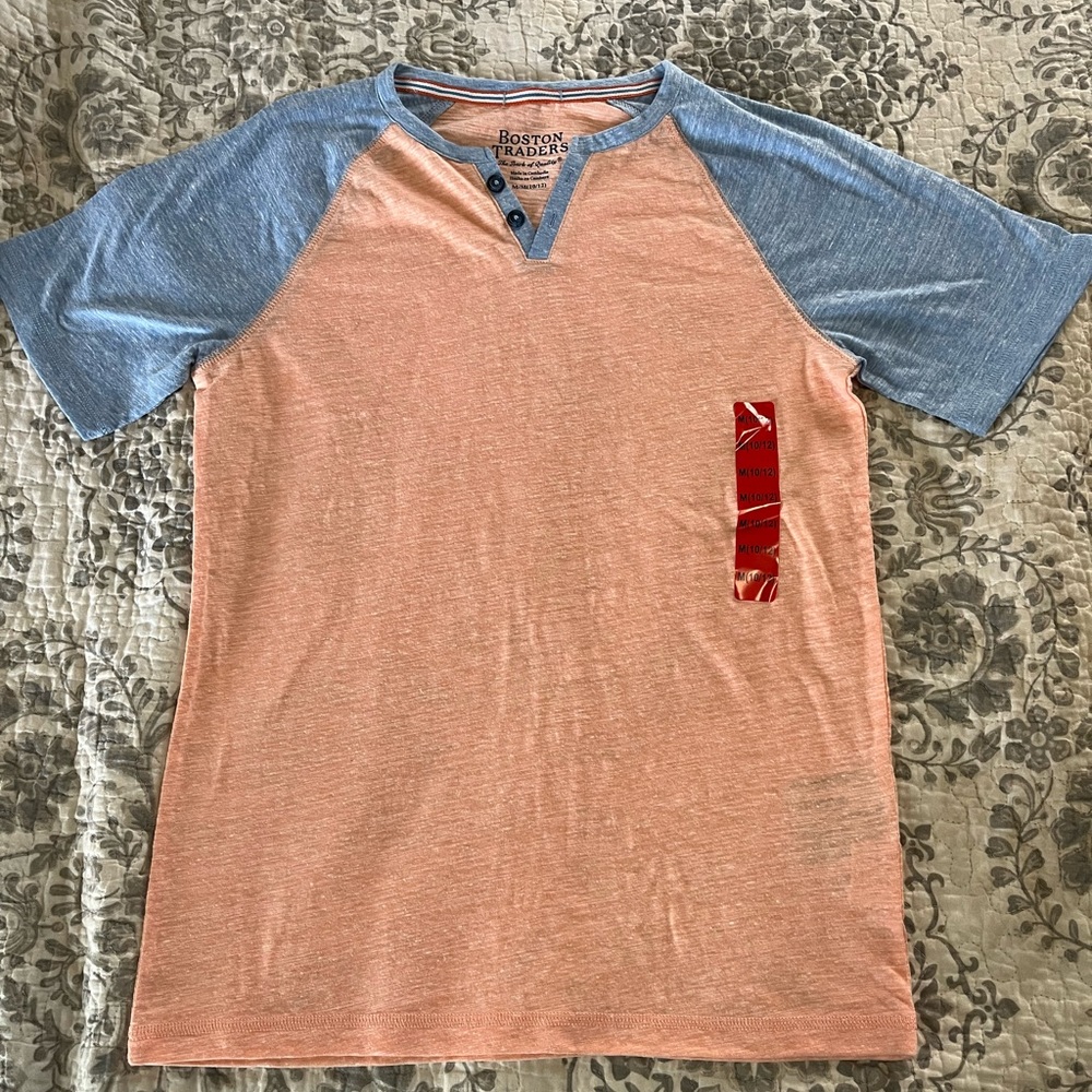 💙New Boys Boston Traders Medium Size 10-12 Henley Tshirt